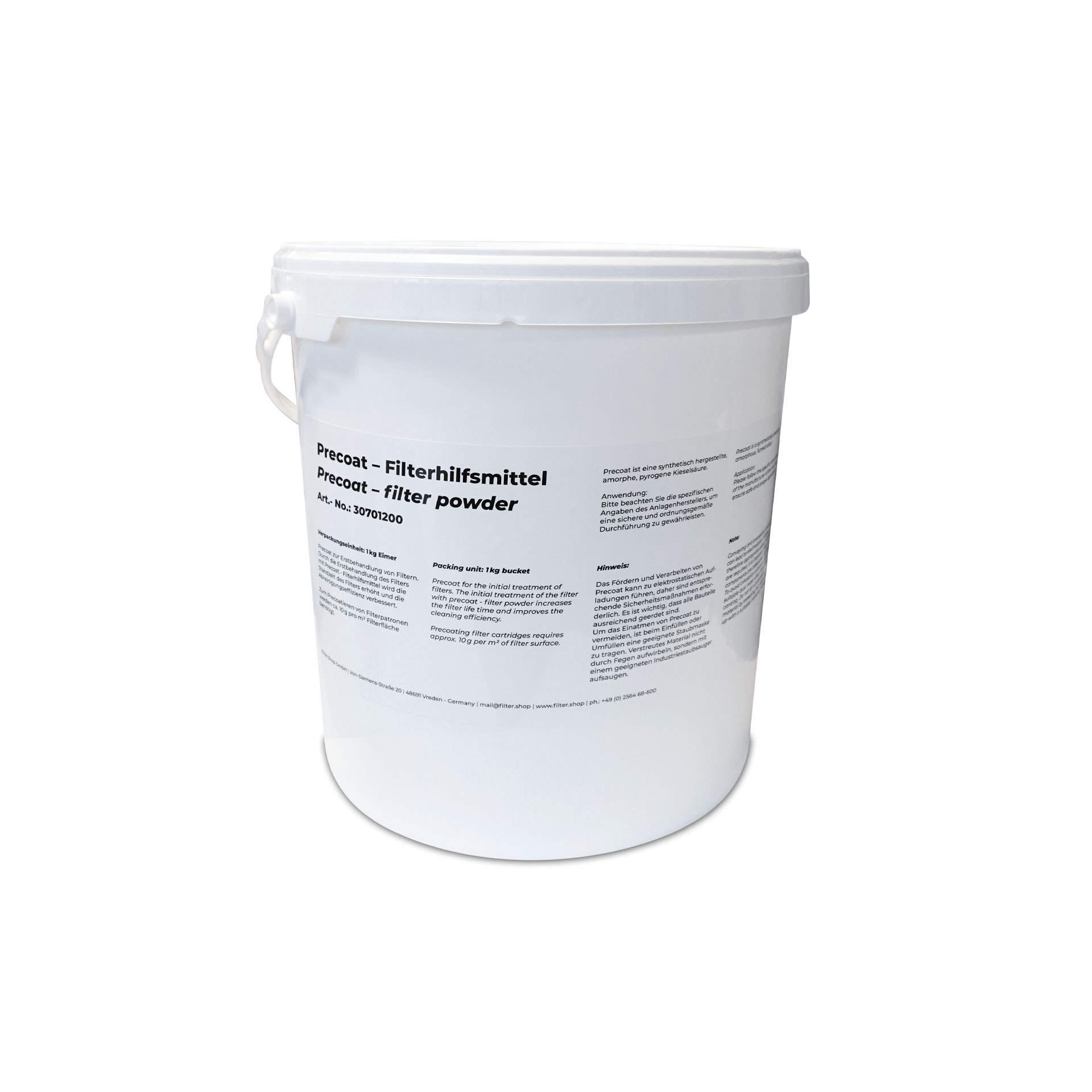 Precoat-filterpoeder – emmer van 1 kg