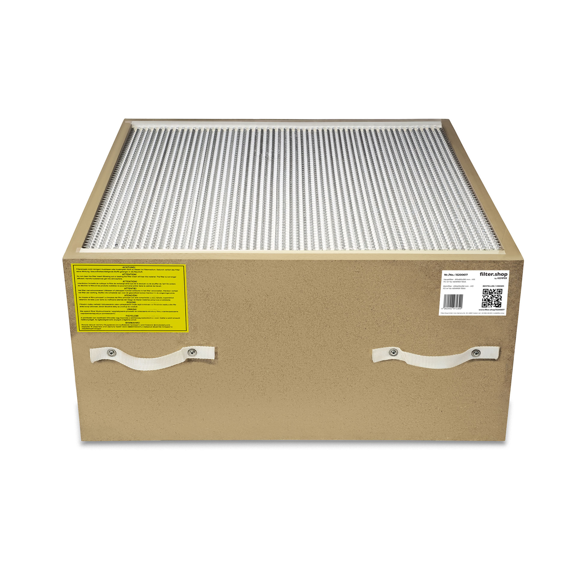 Filtre principal - 610x610x292 mm - H13 - 17,1 m² pour KEMPER TEKA